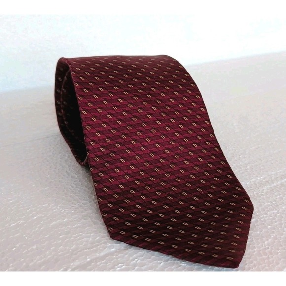Arrow Other - Arrow USA 100% Silk Red Maroon Black Striped Mens Tie Small Pattern 58" X 4"‎